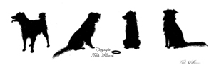 silhouettes of dogs, cats, animals